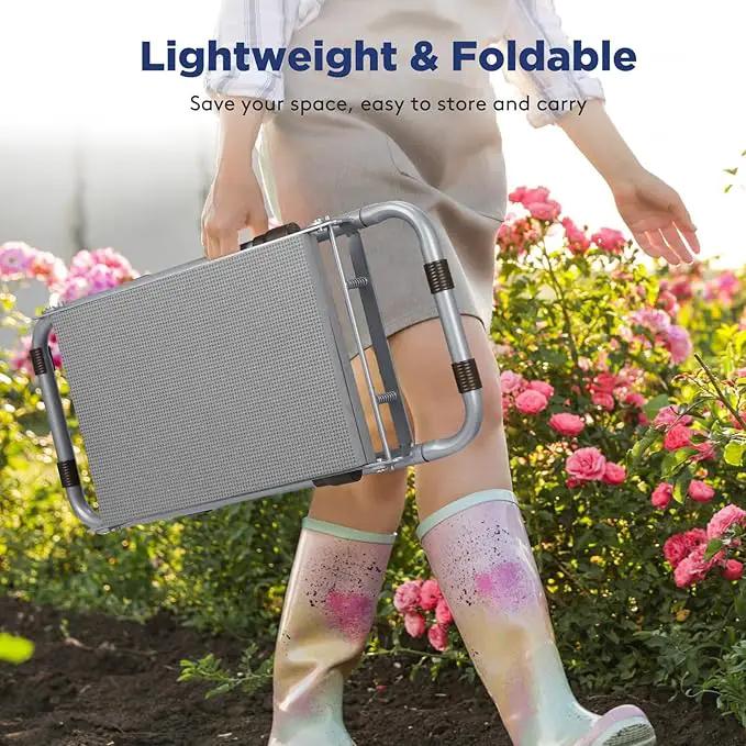 Upgraded Garden Kneeler and Seat with Thicken & Widen Soft Kneeling Pad, Heavy-Duty Foldable Garden Stool with Large Garden Tool Bag, Portable Garden Bench Gardening Gifts for Women, Seniors by GreenHaven Gardens