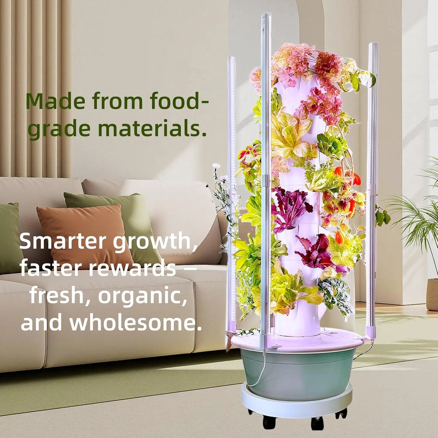 Hydroponic Growing System Kit with LED Grow Lights, Vertical Hydroponic Tower, Indoor Herb Garden, 32 Planting Pods,Lettuce Growing Garden by GreenHaven Gardens