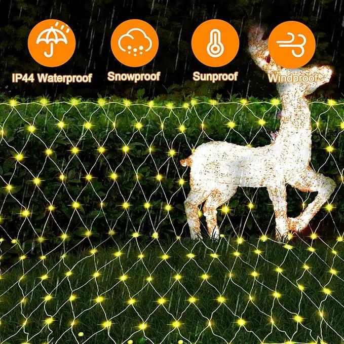 JXLEDAYY 2 Pack Total 400 LED Christmas Net Lights Outdoor Mesh Lights Fairy String Lights Plug in with Timer 8 Modes Waterproof for Outside Bush Window Wall Patio Fence Tree Decorations-Warm White by GreenHaven Gardens