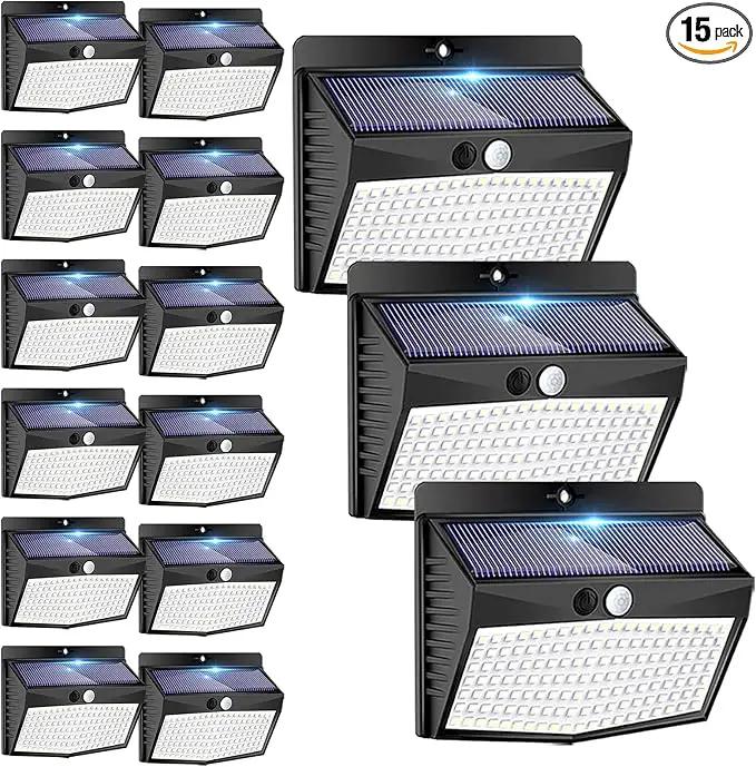 Solar Outdoor Lights - 138 LED, 15 Packs with Motion Sensor & 3 Lighting Modes - Waterproof, Solar Powered for Garden, Fence, Yard, Deck & Garage by GreenHaven Gardens