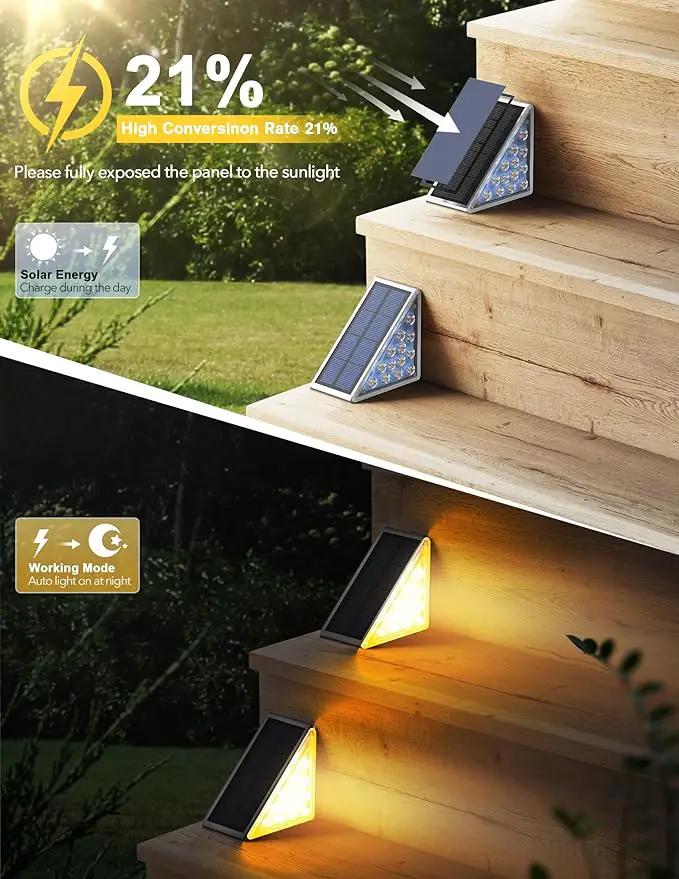 LED Solar Step Lights Waterproof Outdoor Stair Lights, Warm White Solar Deck Lights IP67 Solar Decoration Lights for Yard, Patio, Garden, Walkways, Front Door, Pathway, Driveway, Porch 2PK by GreenHaven Gardens