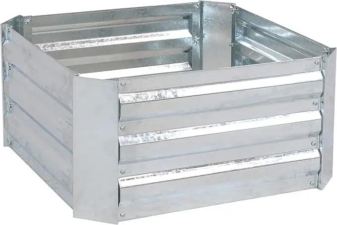 Sunnydaze 11.75" H Raised Metal Garden Bed - Galvanized Raised Garden Bed Outdoor for Vegetables and Flowers - Silver - Square by GreenHaven Gardens