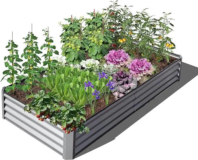 Domi Galvanized Raised Garden Bed, 6x3x1Ft Thickening Metal Planter Box for Vegetables Bottomless for Backyard Outdoor, 1" Deep w/ 128 Gallon Capacity - Silvery by GreenHaven Gardens