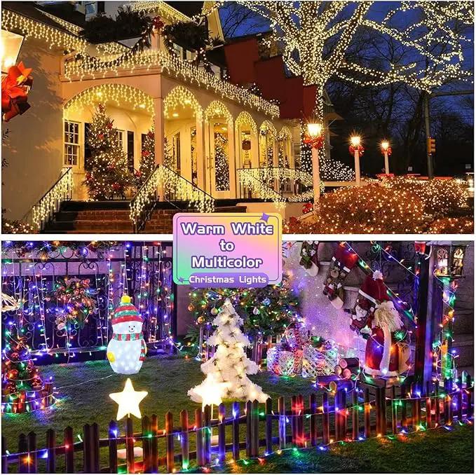 JMEXSUSS 200 LED Christmas String Lights Outdoor Waterproof, 66ft Color Changing String Lights Plug in, Warm White & Multicolor Christmas Lights for Trees Yard Wedding Xmas Party by GreenHaven Gardens