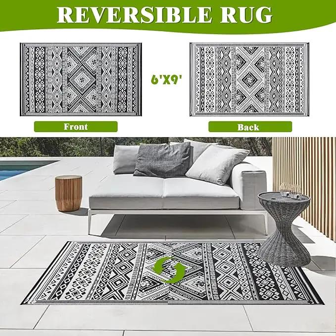 Outdoor Rug 6x9 ft Waterproof, Reversible Outdoor Plastic Straw Rug for Patios Clearance, Outdoor Area Rug Carpet RV Mat for Camping Backyard Deck Porch by GreenHaven Gardens