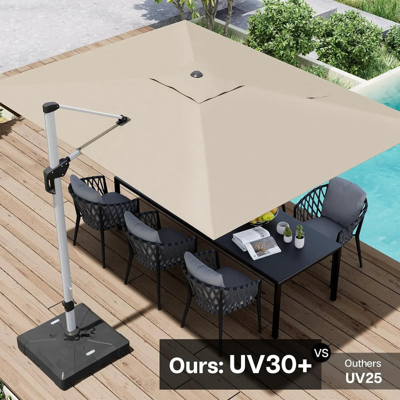 Patio Umbrella, 9' X 12' Outdoor Cantilever Umbrella with 360-degree Rotation for Garden, Deck, Backyard, Pool and Beach, Beige by GreenHaven Gardens