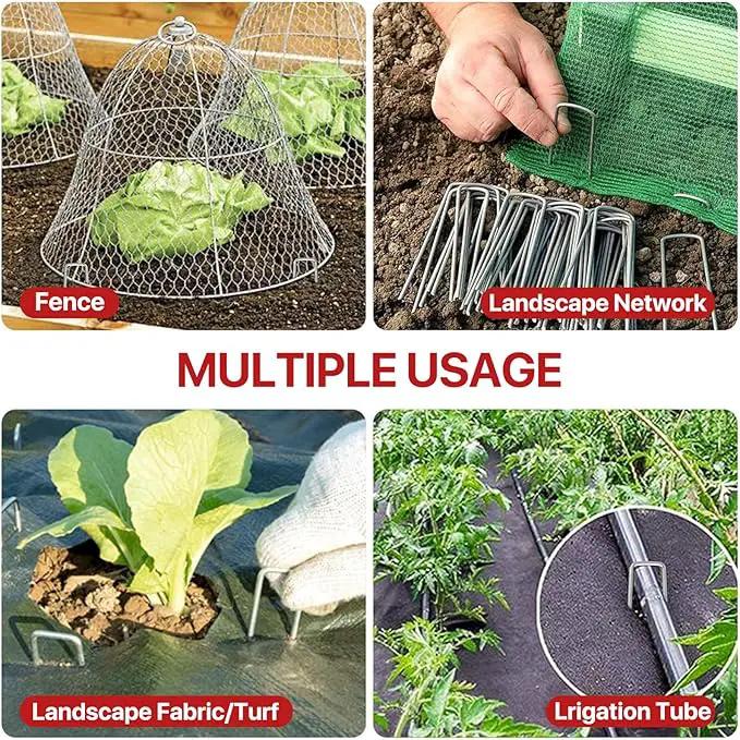 4 Inch 200 Pack Landscape Staples Galvanized Garden Stakes Anti-Rust Landscape Pins for Weed Barrier Fabric, Artificial Turf and Landscape Fabric by GreenHaven Gardens