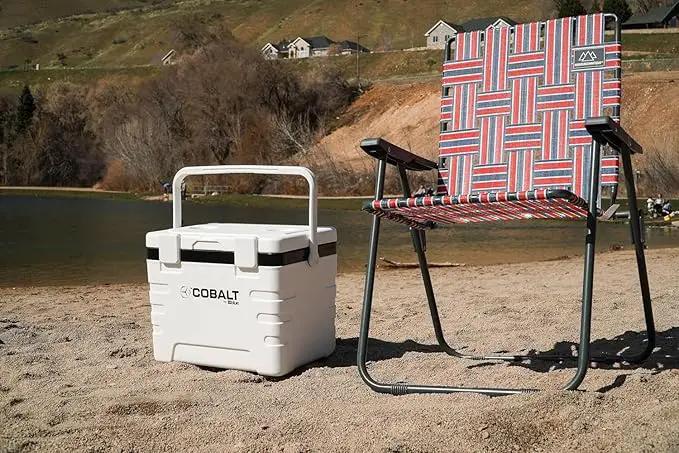 Retro Webbed Camping Chair - Lightweight, Foldable, Durable Steel Frame, 300lb Capacity, Vintage Red/Blue Stripes by Caddis Sports (2) by GreenHaven Gardens