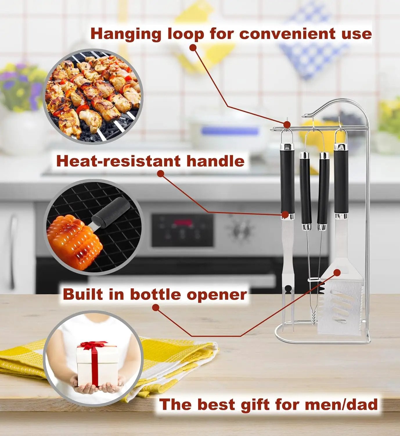 ROMANTICIST 20pcs Heavy Duty BBQ Grill Tool Set in Case - The Very Best Grill Gift for Father's Day and Christmas - Professional BBQ Accessories Set for Outdoor Cooking Camping Grilling Smoking, Black by GreenHaven Gardens