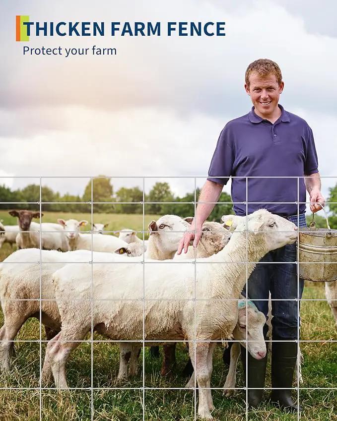 9GA Thickened Heavy Duty Cattle Farm Fence, 4ft x 328ft Galvanized Goat Deer Fence, Heavy Zinc Coating Hog Wire Fencing for Farm Livestock Animals Protection by GreenHaven Gardens