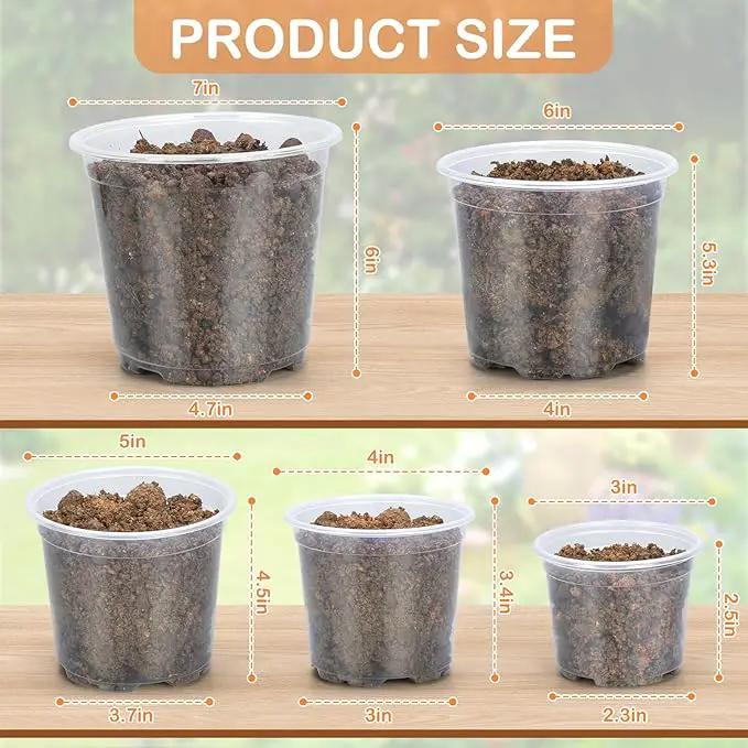 45 Pack 7/6/5/4/3 Inch Clear Nursery Pots for Plants, Clear Plastic Plant Pots with Drainage Holes, Transparent Variety Pack Flexible Garden Pot for Outdoor Indoor, Seed Starting Pots (Clear) by GreenHaven Gardens