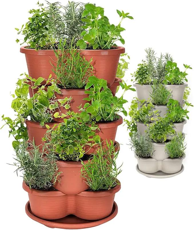 Amazing Creation Stackable Planter, Terracotta 5-Tier Vertical Garden Planter, Grow Your Own Vertical Oasis of Vegetables and Succulents by GreenHaven Gardens