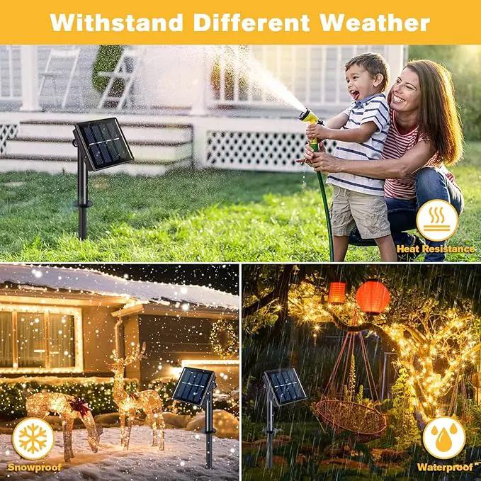 JMEXSUSS 4 Pack 100 LED Solar Fairy Lights, 33ft Warm White Solar String Lights Outdoor Waterproof, 8 Modes Copper Wire Solar Twinkle Lights for Garden Yard Tree Wedding by GreenHaven Gardens