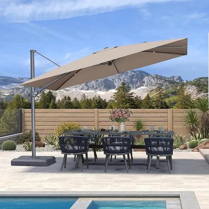 PURPLE LEAF 11.5' X 8' Left-right Tilting Outdoor Patio Umbrella Swivel Offset Cantilever Heavy Duty Rectangle Aluminum Umbrella with UV Resistant for Deck Pool Patio Backyard, Sand Dune by GreenHaven Gardens