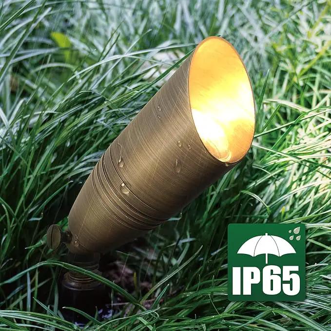 GKOLED Solid Brass Landscape Spotlight, 12V AC/DC Low Voltage Landscape Lights, Outdoor Directional LED Uplight Waterproof Fixture with ABS Spike, Garden Patio Trees Spot Up Light, No MR16 Bulb by GreenHaven Gardens