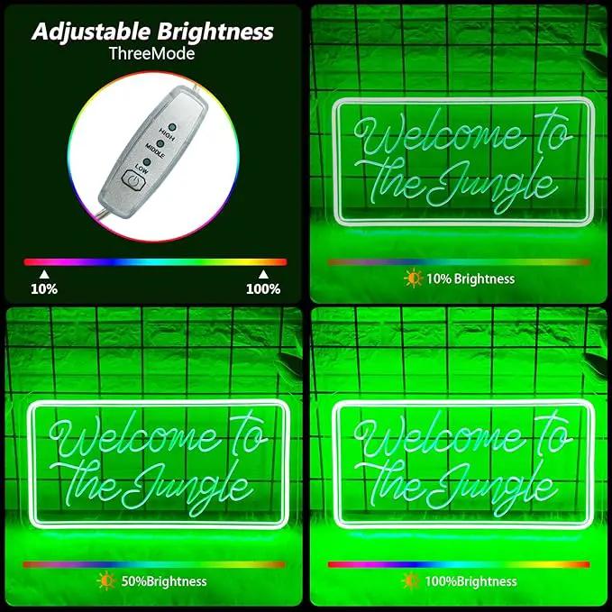 Welcome to the Jungle Neon Sign, Neon Light Sign for Wall Decor Dimmable Green LED signs for Bedroom Home Birthday Party Wedding Engagement Garden Man Cave Decor USB Powered by GreenHaven Gardens