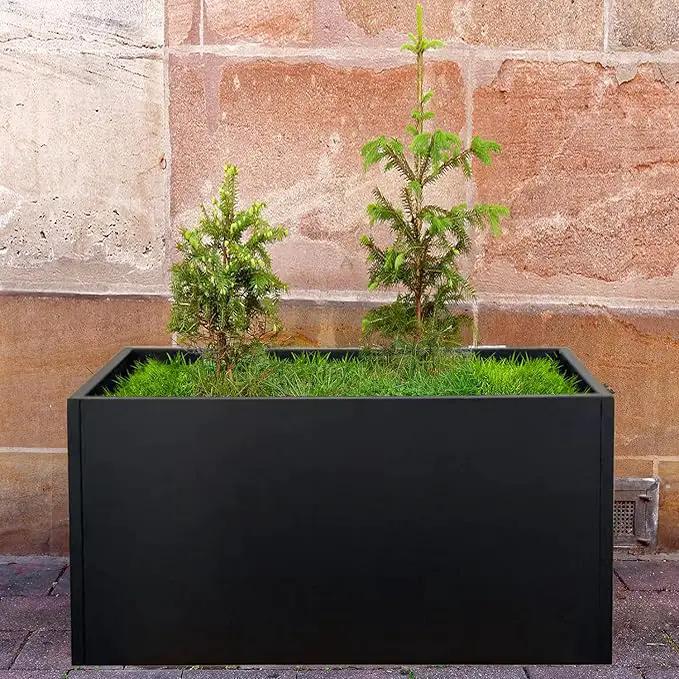 Galvanized Steel Metal Planter Rectangular Indoor Black Planter Box Large Outdoor Planters Steel 31.5" x 16" x 16" Commercial Residential for Patio, Deck, Garden by GreenHaven Gardens