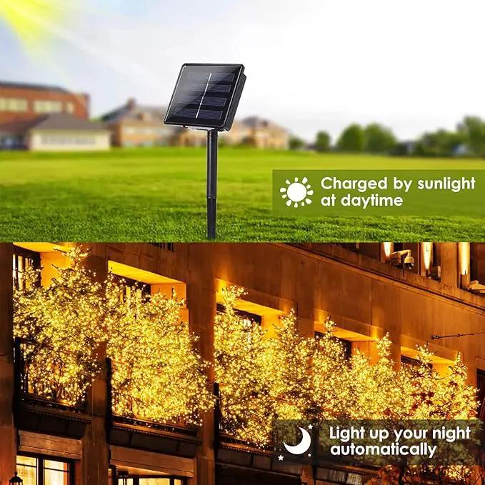 Solar String Lights Outdoor, 6 Pack Each 100 LED Solar Christmas Lights Outside Waterproof Copper Wire with 8 Modes Solar Fairy Twinkle Lights for Garden Yard Tree Wedding Christmas Decor (Warm White) by GreenHaven Gardens