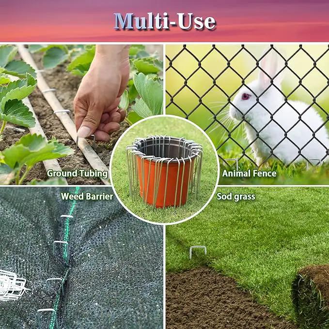 Gtongoko 120 Pack Galvanized Landscape Staples Garden Stakes Plant Cover Stakes 6 Inch 11 Gauge Lawn Staples Fence Stakes Ground Stakes for Landscaping Securing Weed Barrier Fabric by GreenHaven Gardens