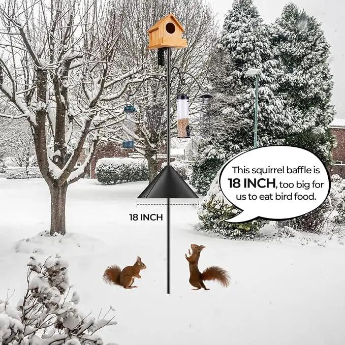 Bird Feeders Pole, House Pole 92 Inch, Adjustable Heavy Duty Feeder Stand Feeding Station with Sturdy Anchor Squirrel Proof Baffle for Watching (Bird Not Included) by GreenHaven Gardens