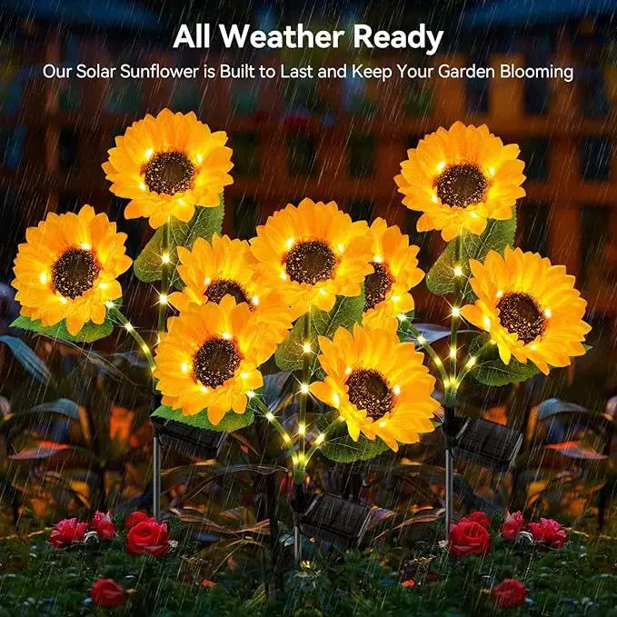 KOOPER Solar Lights Outdoor Garden Decor - Upgraded 3 Pack with 9 Sunflower Lights, Waterproof Solar Outdoor Lights Auto ON/Off Solar Decorative Lights for Garden, Patio, Backyard by GreenHaven Gardens
