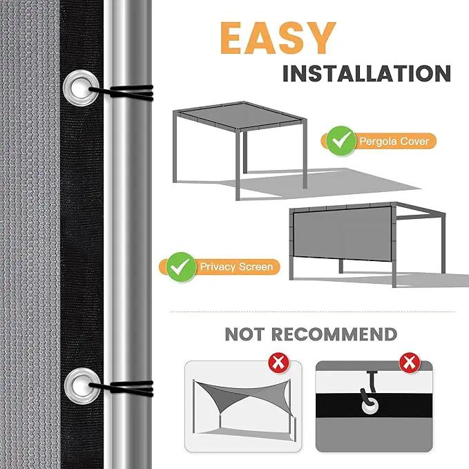 VICLLAX Shade Fabric Sun Shade Cloth with Every 2 FT Grommets for Patio Garden Pergola Cover Canopy 3x10 FT, Light Grey by GreenHaven Gardens
