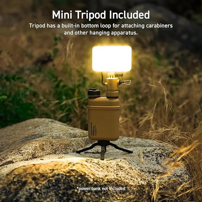 ELECOM NESTOUT Outdoor Camping LED Panel Flashlight w/Mini Tripod, Dimmable USB Powered LED Light, IP44 Water Dust Resistant, 30-1000 Lumen, Portable Lantern for NESTOUT Power Bank, Black (Flash-1) by GreenHaven Gardens