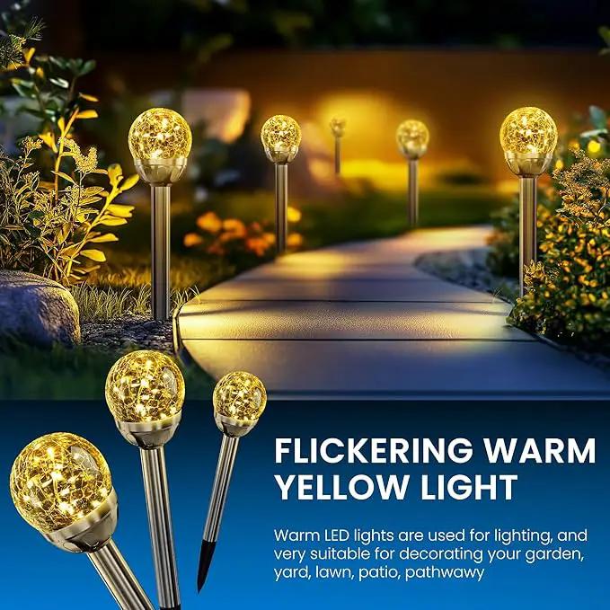 SOLPEX Solar Garden Lights String, 6 Pack Outdoor Christmas Decoration Warm White Solar Powered Cracked Glass Ball Lights, Waterproof for Patio Decoration by GreenHaven Gardens