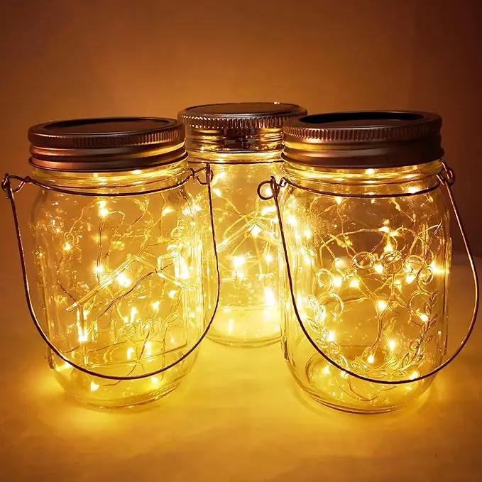 Mason Jar Solar Lights,8 Pack 30 LEDs Fairy Hanging Mason Jar Lights,Solar Lanterns for Outdoor Patio Party Garden Wedding Christmas Decor Lights(Mason Jars/Handles Included) by GreenHaven Gardens
