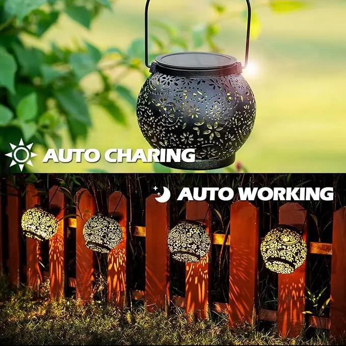 LeiDrail Hanging Solar Lanterns 2 Pack Solar Lanterns Outdoor Waterproof Garden Metal Decorative Light for Yard Patio Tree Tabletop Landscape by GreenHaven Gardens