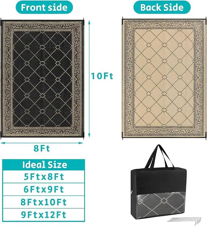 HEBE Outdoor Rug Waterproof 8x10, Reversible Plastic Straw Rug RV Camping Rug, Indoor Outdoor Patio Mat Clearance, Outside Carpet for Porch,Deck,Camper,Balcony,Backyard,Picnic by GreenHaven Gardens