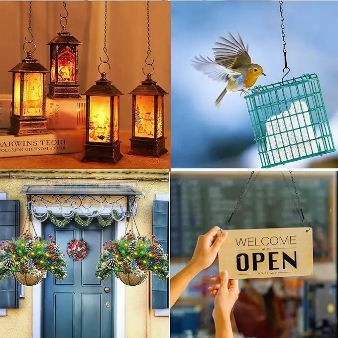 RIFNY Hanging Chain with Hooks, 10 Pieces 20 Inch Black Chain for Hanging Bird Feeders Planters Baskets Billboards Lanterns Wind Chimes Ornaments Outdoor/Indoor Use（20 inch 10pcs by GreenHaven Gardens