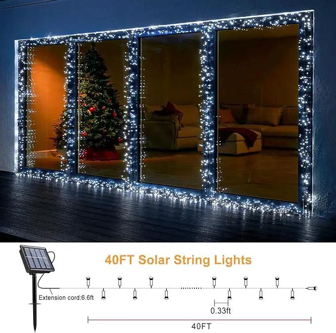 2 Pack Solar String Lights for Outside, Each 39Ft 120 LED Solar Lights Outdoor, 8 Modes Waterproof Solar Powered Fairy Twinkle Light for Backyard Patio Tree Party Garden Decoration, White by GreenHaven Gardens
