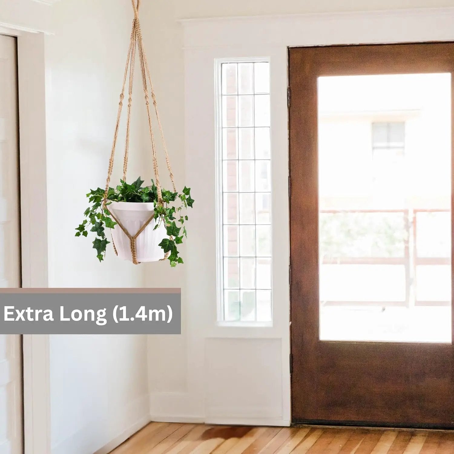 Giant XXL 55 Inches Macrame Planter Hanger Large for 15 inch Pot + Swag Hook | Extra Large Hanging Planter for Indoor Plants | No Pot/Plant Included (XXL Jute) by GreenHaven Gardens
