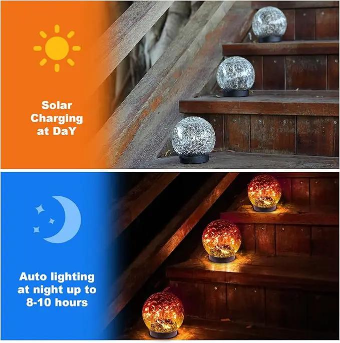 Solar Globe Lights Outdoor Waterproof-Solar Balls-Solar Garden Lights-Solar Orbs for Outside 2 Pack Cracked Glass Ball for Lawn Patio Yard Backyard Decorations by GreenHaven Gardens