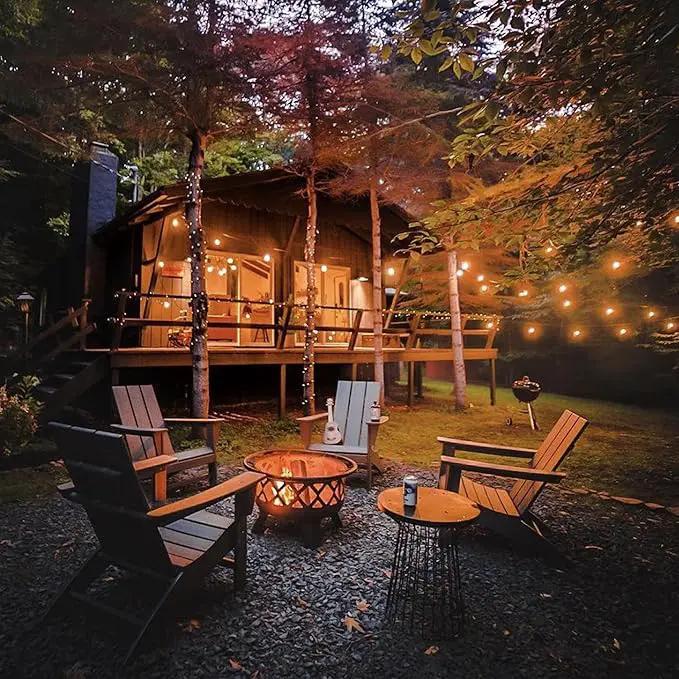 Banord White Outdoor String Lights, Commercial Grade Patio Lights with 30 1W S14 Dimmable Shatterproof LED Bulbs, Heavy Duty Hanging Lights for Outdoor, Waterproof String Lights 96ft (2x48ft) by GreenHaven Gardens