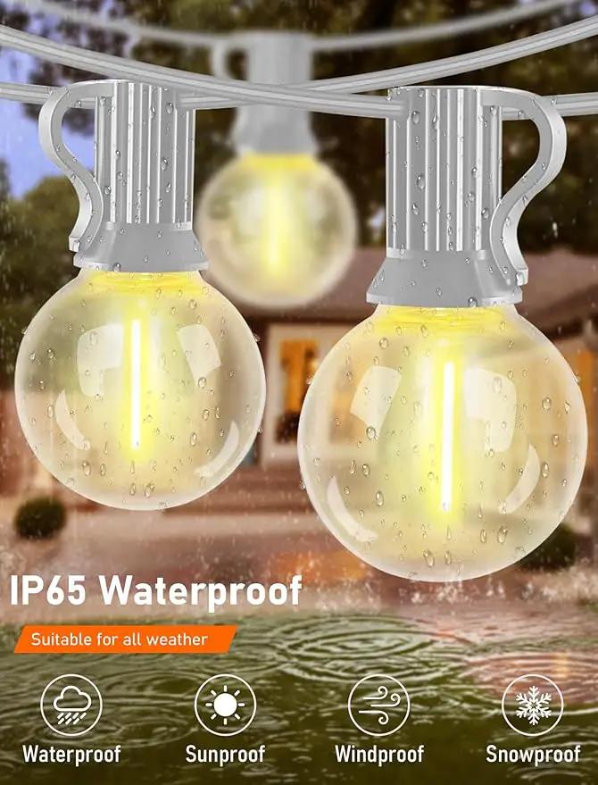 25Ft LED String Lights Outdoor, G40 Globe Patio Lights with 27 Shatterproof LED Bulbs, Waterproof Dimmable Hanging Light for Patio Wedding Bistro Party Yard Decor, E12 Socket Base, White Wire by GreenHaven Gardens