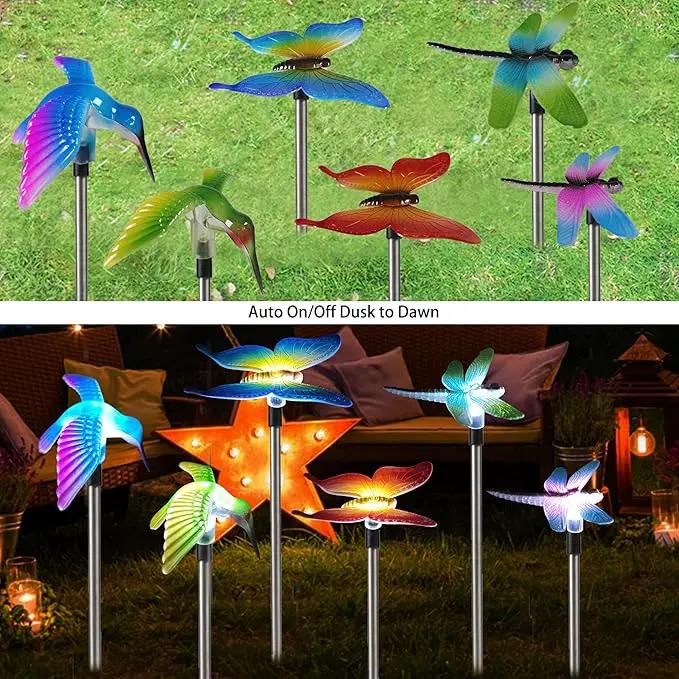 Solar Outdoor Lights with Hummingbird Butterfly Insect Garden Gifts Decor,Solar Garden Stakes Lights for Pathway, Lawn, Patio, Driveway by GreenHaven Gardens