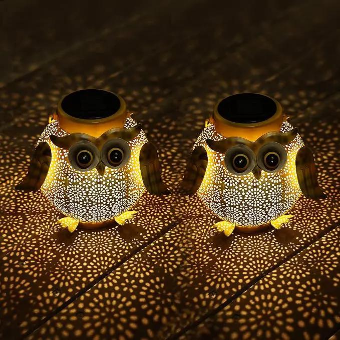 2 Pack Hanging Solar Lanterns - Garden Light Waterproof Metal Decorative Solar Lantern Lights Outdoor for Patio Yard Table Pathway with Owl Pattern by GreenHaven Gardens