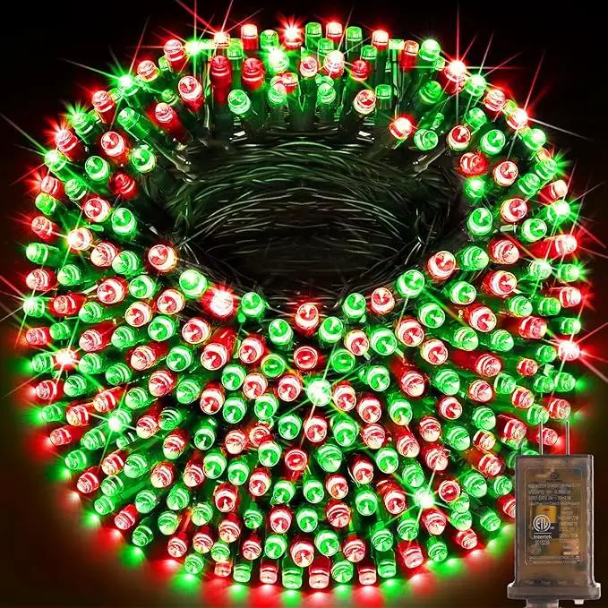 KNONEW 403FT 1000 LED Christmas String Lights Outdoor Green Wire Fairy Light 8 Modes & Timer Plug in Waterproof LED String Lights for Xmas Yard Tree Wedding Party Holiday Decorations (Red and Green) by GreenHaven Gardens