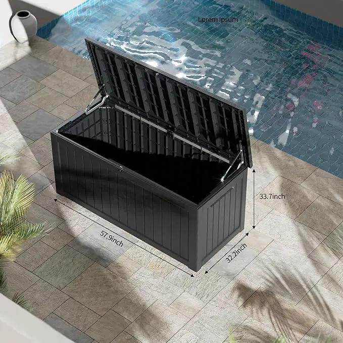 270 Gallon Lockable Resin Deck Box, Waterproof & UV-Resistant Outdoor Storage Box for Outdoor Cushion Storage, Garden Tools & Pool Accessories Storage, Black by GreenHaven Gardens