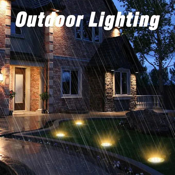 ODEETRONIC Solar Ground Lights Outdoor, 12 Packs 8 LED Solar Path Lights, Solar-Powered Disk Light Waterproof, In-ground Puck Light Flat Pathway Lamp for Landscape Pathway Patio Walkway, Warm White by GreenHaven Gardens
