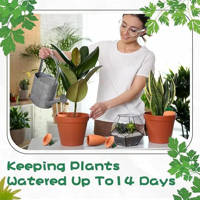 4 Pcs 24oz Terracotta Watering Spikes Self Watering Planter Insert Terracotta Stakes Olla Pot for Outdoor Indoor Garden Plants, Easy to Refill(Carrot) by GreenHaven Gardens