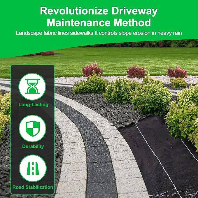 Weed Barrier Fabric for Weed Control – 13FT x 115FT with Staples, Heavy-Duty Landscape Fabric, Driveway Fabric 3.5OZ for Garden, Gravel, Pathways, Erosion Control, Construction, and Outdoor Projects by GreenHaven Gardens