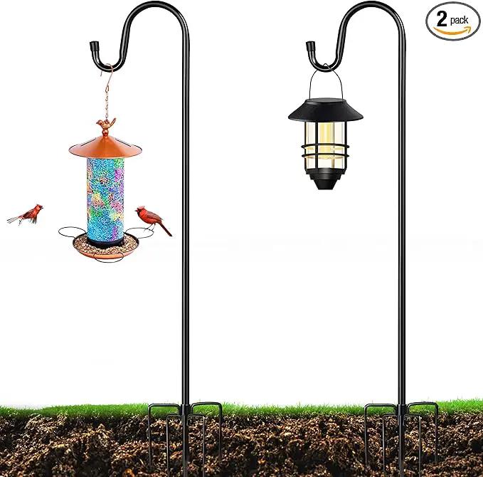 XDW-GIFTS Bird Feeder Pole for Outdoor, 2-Pack 76 Inch Shepherds Hooks Heavy Duty Garden Pole for Hanging Plant Basket, Solar Light Lanterns, Garden Plant Hanger Stands with 5 Base Prongs by GreenHaven Gardens