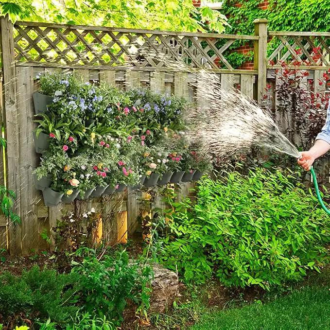 Worth Garden 36 Pockets Self Watering Vertical Planters Indoor Outdoor Living Wall Mounted - 9' Automatic Dripping Irrigation System Hose Kit Stackable Plastic Pot Herb Plants Home Balcony Decoration by GreenHaven Gardens