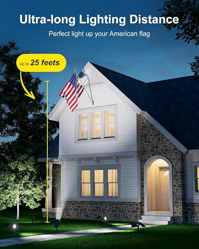 2 Pack Solar Spotlights Outdoor Waterproof for Flag, Tree, Statue, Number Sign, Plant Pot, Bright LED Outside Landscape Flood Lamp for Accent Uplighting Yard, Garden, Driveway, Walkway, Porch, Fence by GreenHaven Gardens
