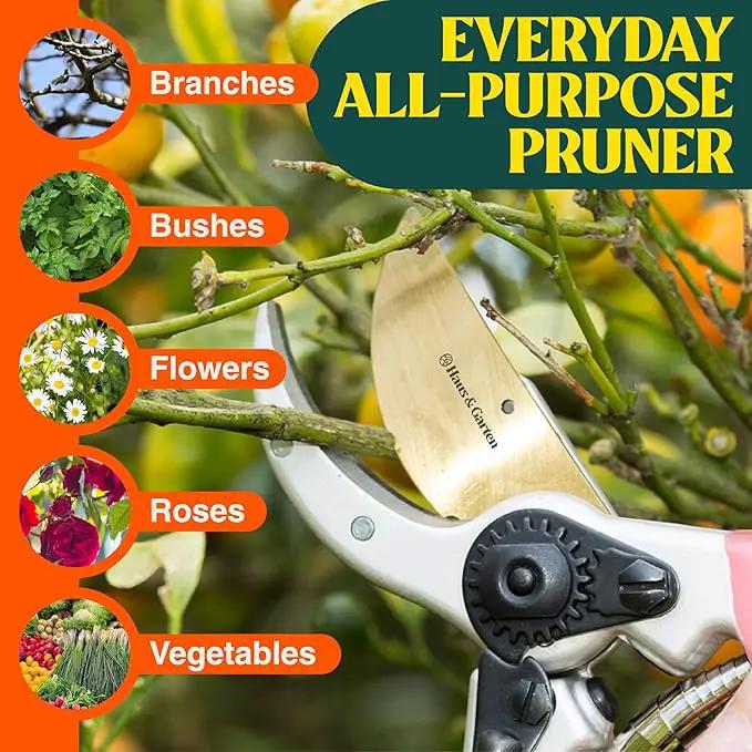 Haus & Garten ClassicPRO 8.5" Premium Titanium Bypass Garden Shears - Use as Pruners, Pruning Shears for Gardening, Hand Pruners, Handheld Garden Clippers, Scissors for Women by GreenHaven Gardens