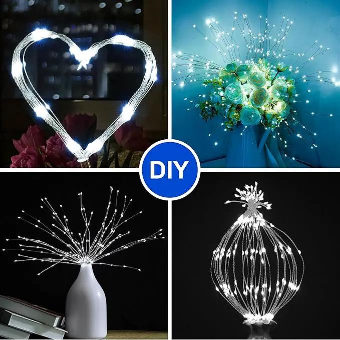 Solar Firework Lights Outdoor, 1000 LED Starburst Light Outdoor with USB Rechargerable, 8 Modes Waterproof Solar Hanging Lights for Gazebo Yard Party Wedding Decorations (White, 1000 LED) by GreenHaven Gardens