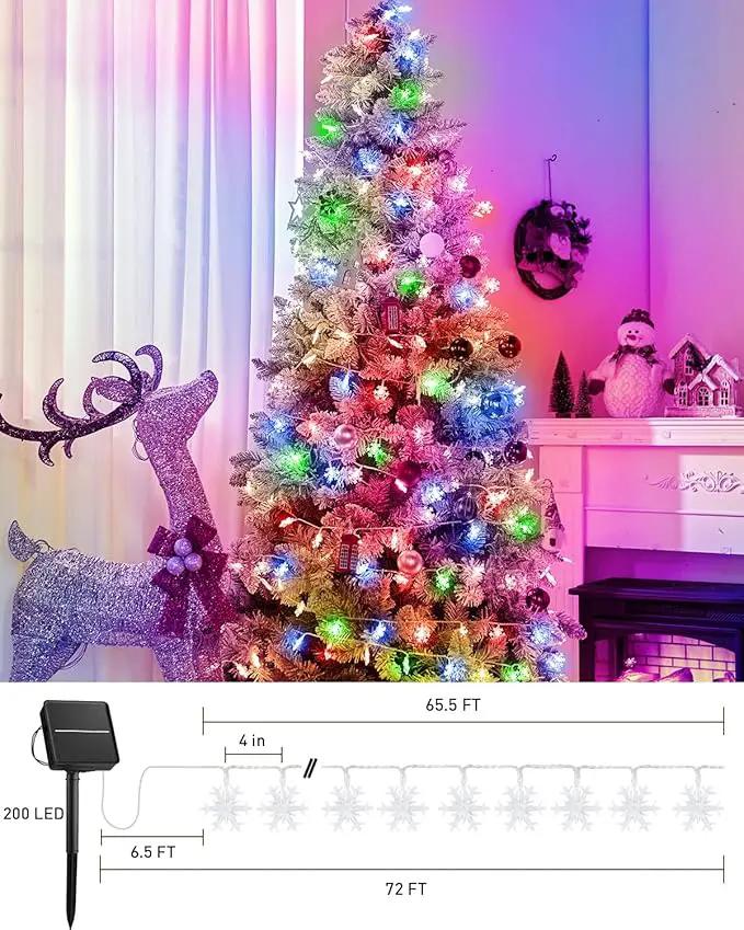 Brightown Solar Christmas Snowflake String Lights, 72FT 200 LED Outdoor Waterproof Fairy Lights with 8 Lighting Modes for Wedding, Party, Tree, Room, Garden, Patio, Yard, Home, Muliticolor by GreenHaven Gardens